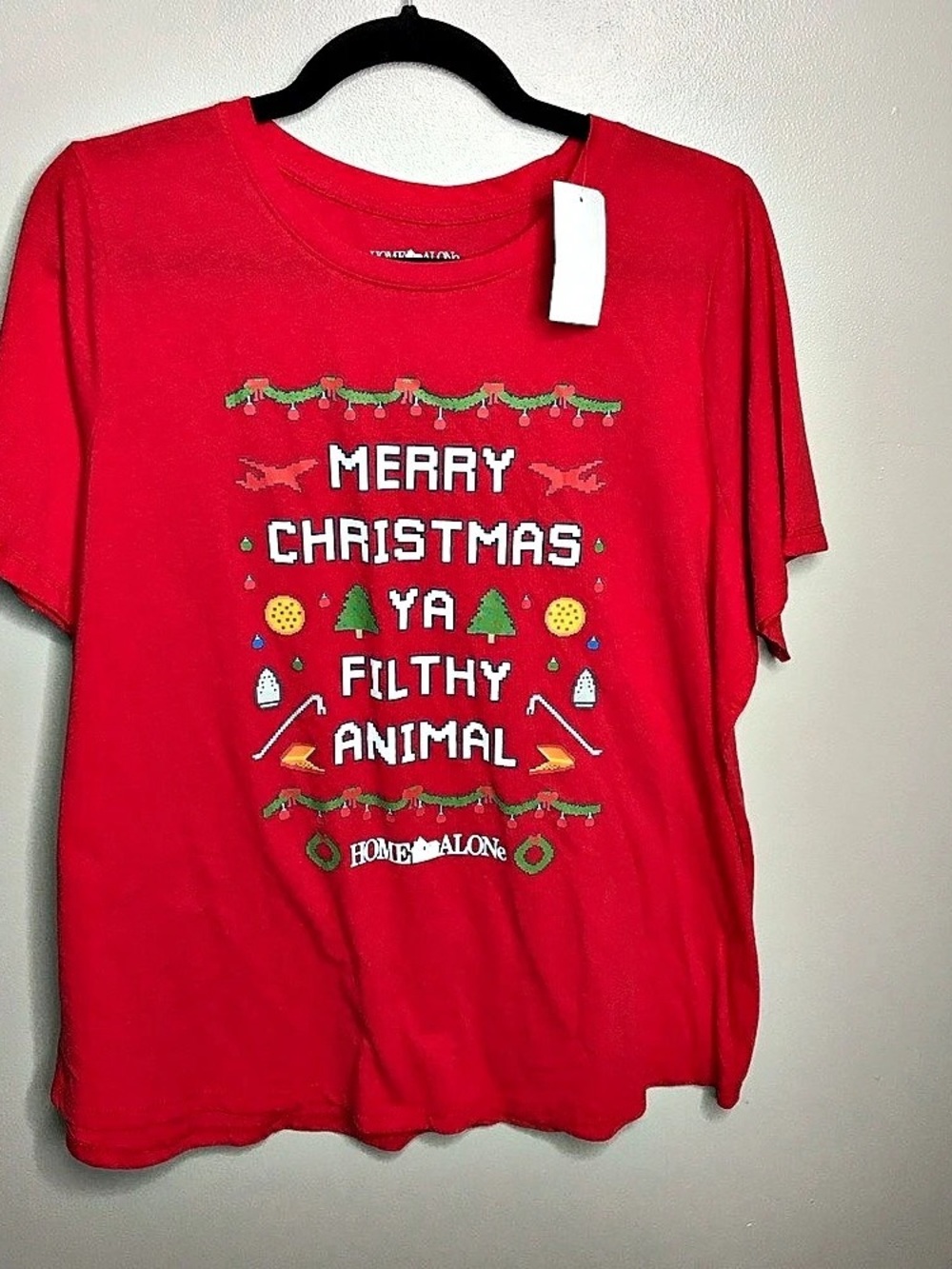 Home Alone Merry Christmas Ya Filthy Animal Tee Red 0X NWT